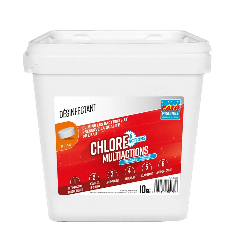 CHLORE MULTIACTIONS 10KG SANS CUIVRE 6 ACTIONS 1 CHLORE MULTIACTIONS 10KG SANS CUIVRE 6 ACTIONS